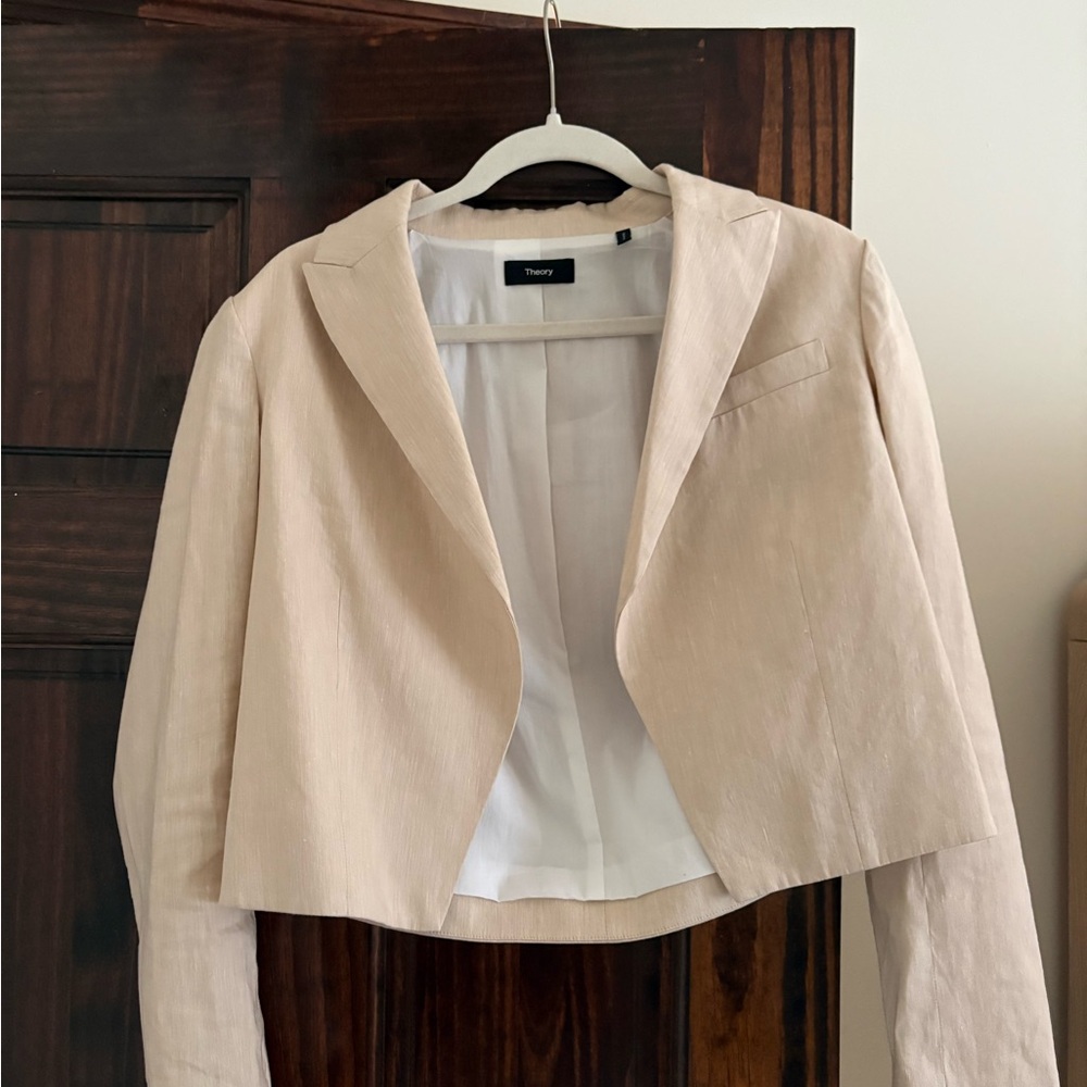 Theory Women's Linen Cropped Blazer
